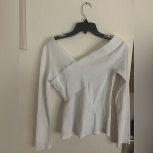 SHEIN White Asymmetrical Long Sleeve Blouse